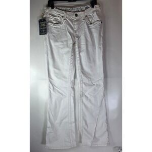 Stitch's Denim Cheyenne White Bootcut Jeans Size 29 Distressed Y2K Low Rise